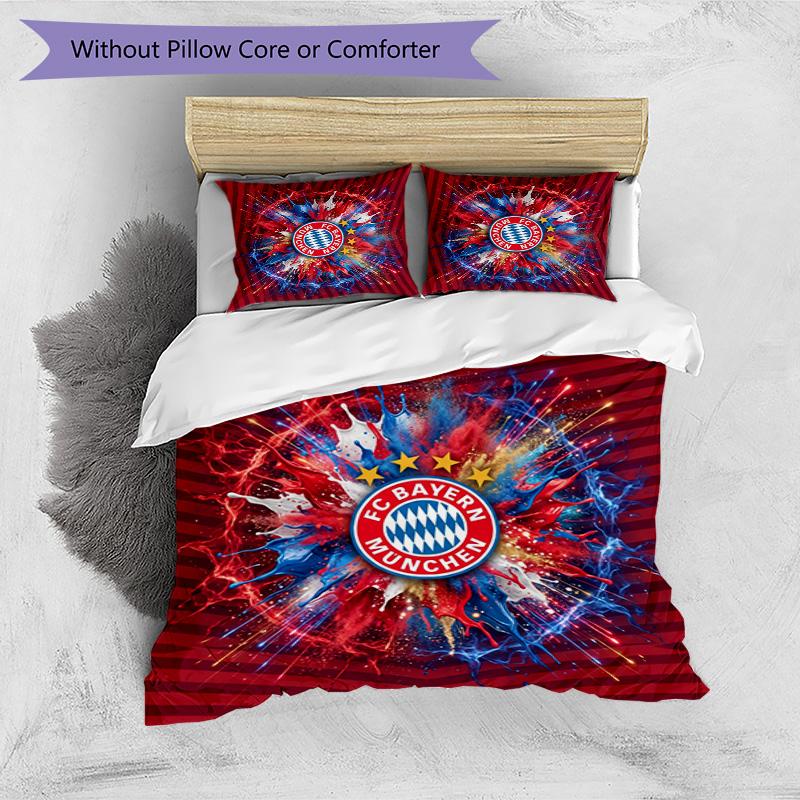 Set Lenzuola 3 Pezzi con Stampa Modello Bayern Monaco Morbido Delicato sulla Pelle Lavabile Copripiumino e Federe Set Tutte le Stagioni Camera da Letto