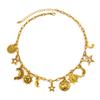 Vintage Metal Sun And Moon Pendant Necklace, High-End Niche Conch Scallop Shell Collarbone Chain