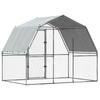Chicken Coop with Roof and Door Silver Galvanized Steel
