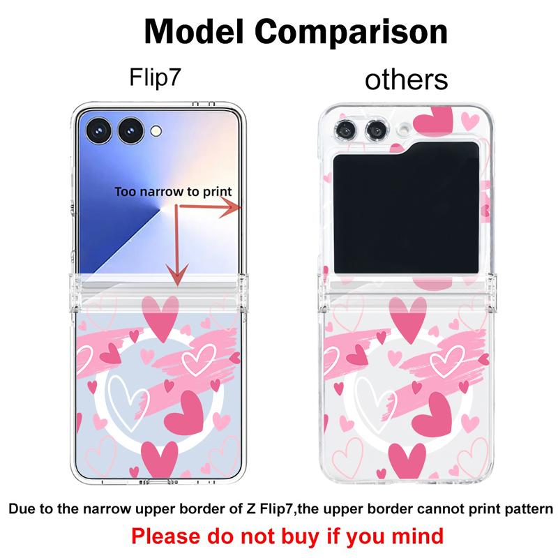 Modern Love Hearts Print Case For Samsung Galaxy Z Flip 8 7 FE 6 5 Z Flip8 Flip7 Flip6 Magnetic Clear Hard PC Folding Phone Cover