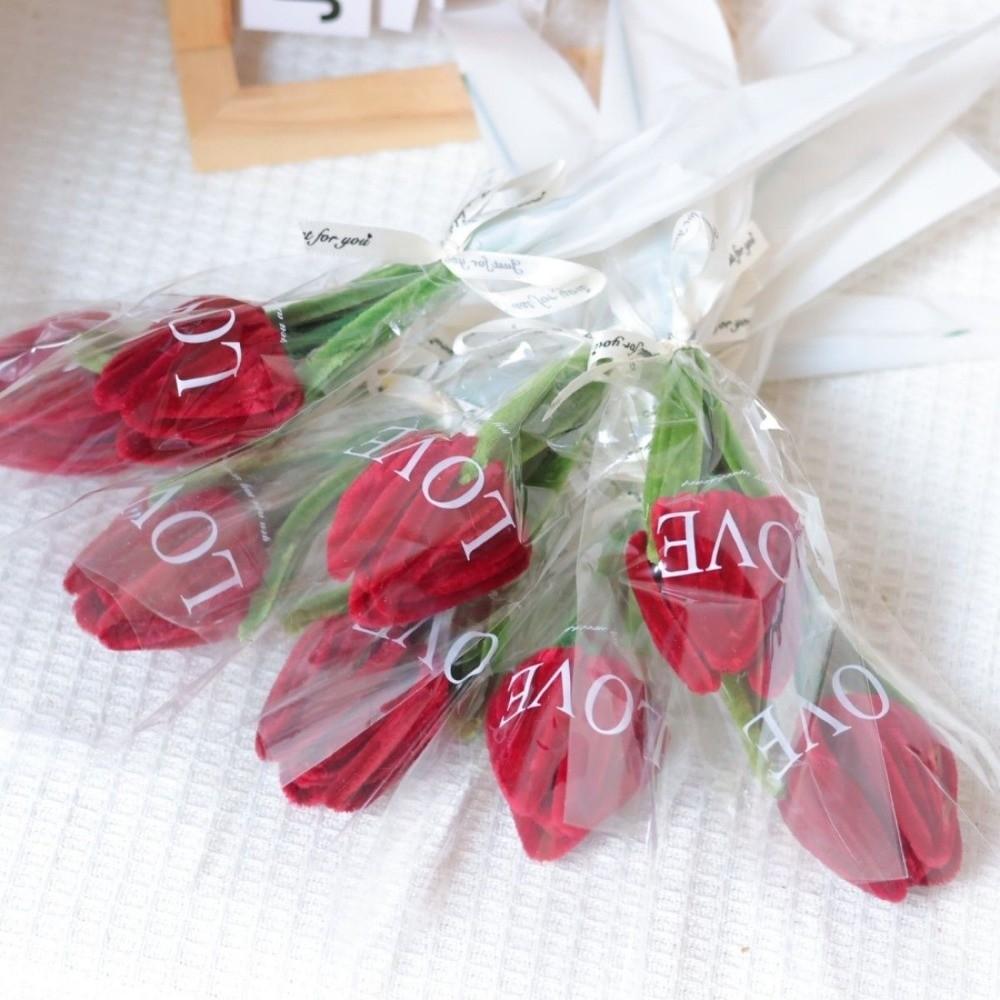 5pcs Handmade Artificial Tulip Bouquets Home Decor Artificial Flowers  Valentine's Day Gift