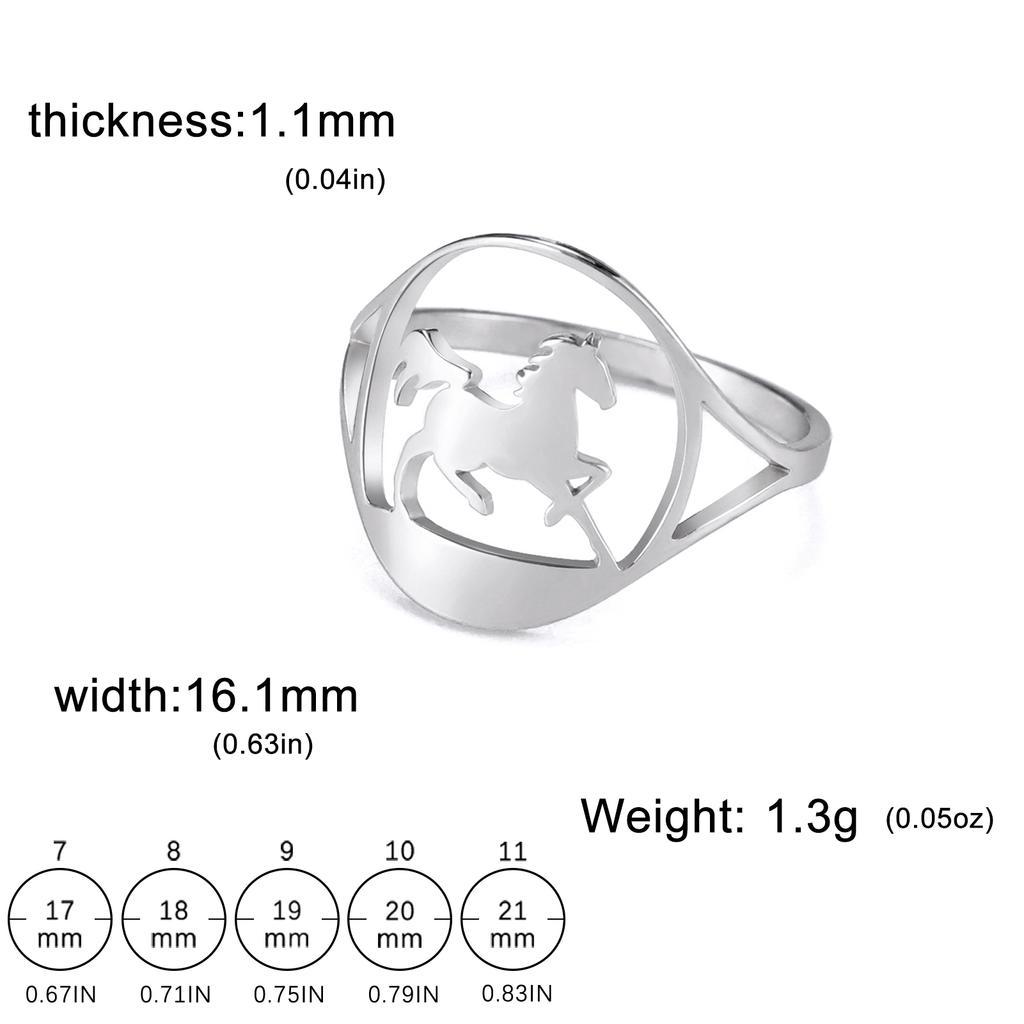 Cool Running Horse Ring Women Men Stainless Steel Finger Rings Animal Jewelry Friends Birthday Gift