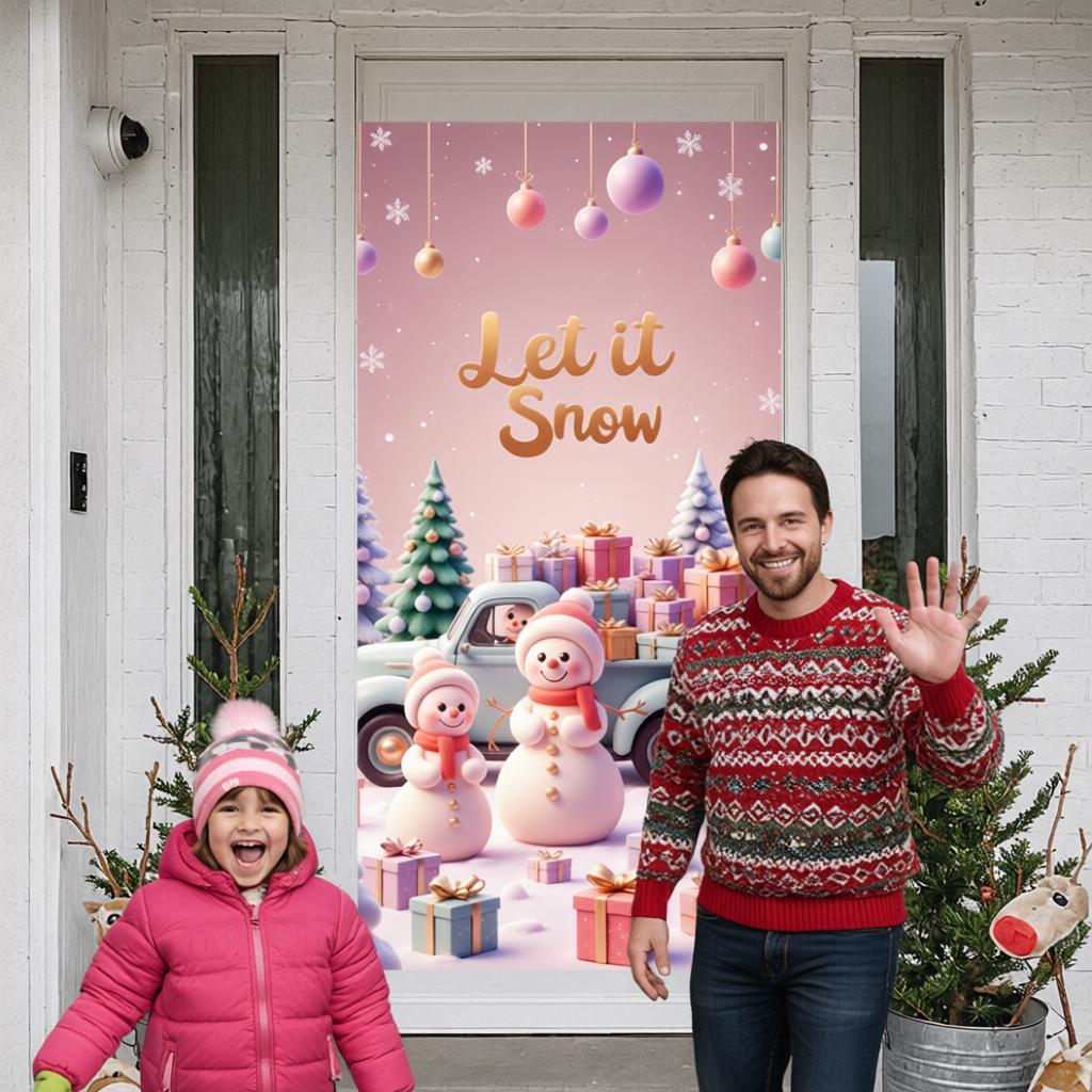 Snow Backdrop Colorful Gifts Winter Display Holiday Display Festive Decorative Christmas Banner For Christmas Decor Winter