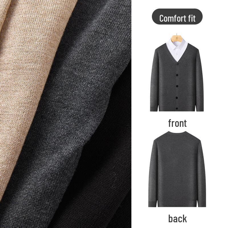 MONTAGUT Men's V-Neck Wool Blend Cardigan Sweater