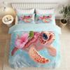 Marine Animals Turtles 2-Piece Bedding Set for Kids Boys Girls, Soft Microfiber Quilt Cover with Zipper Closure with Pillowcases