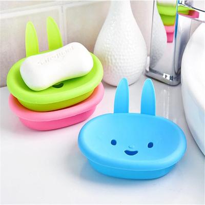 Rabbit Bathroom Accessories Soap Holder Storage Box Double Layer Home Living Cute Crtoon Travel Storage Plate Soap Box Drain Container  Accessories