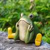 Sitting Frog Statue Resin Frog Stretching His Legs Ornament Garden Frog Figurine for Outdoor Indoor Plant Pot Desk Shelf Decoration