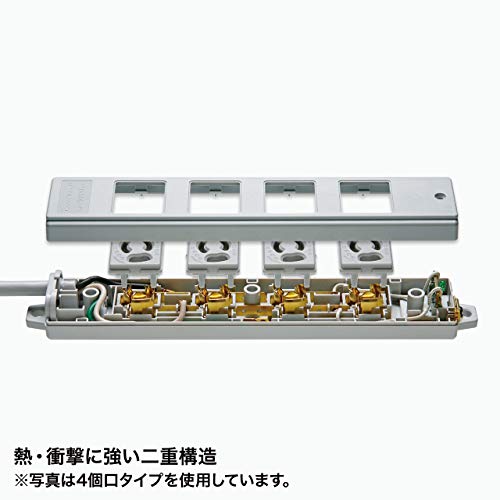SANWA SUPPLY 3-Pin Power Strip, 6 Outlets, with Magnets and Power Indicator, 3m, TAP-K6-3