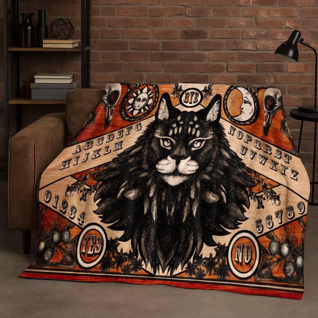 3D Retro Witch Spirit Ouija Board Flannel Blanket,Ultra Soft Warm Plush Throw for Home Bedroom Bed Sofa Cover Kids Gift Picnic