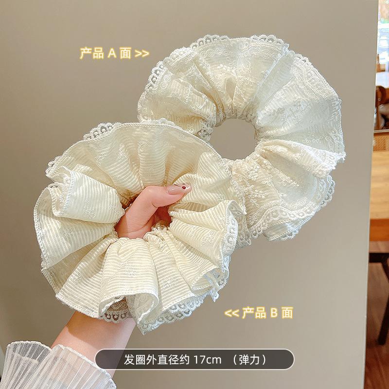 2025 New High-end Simple Bow Satin Large Intestine Ring Headdress Bridal Hair Ring Women's Temperament Accessories