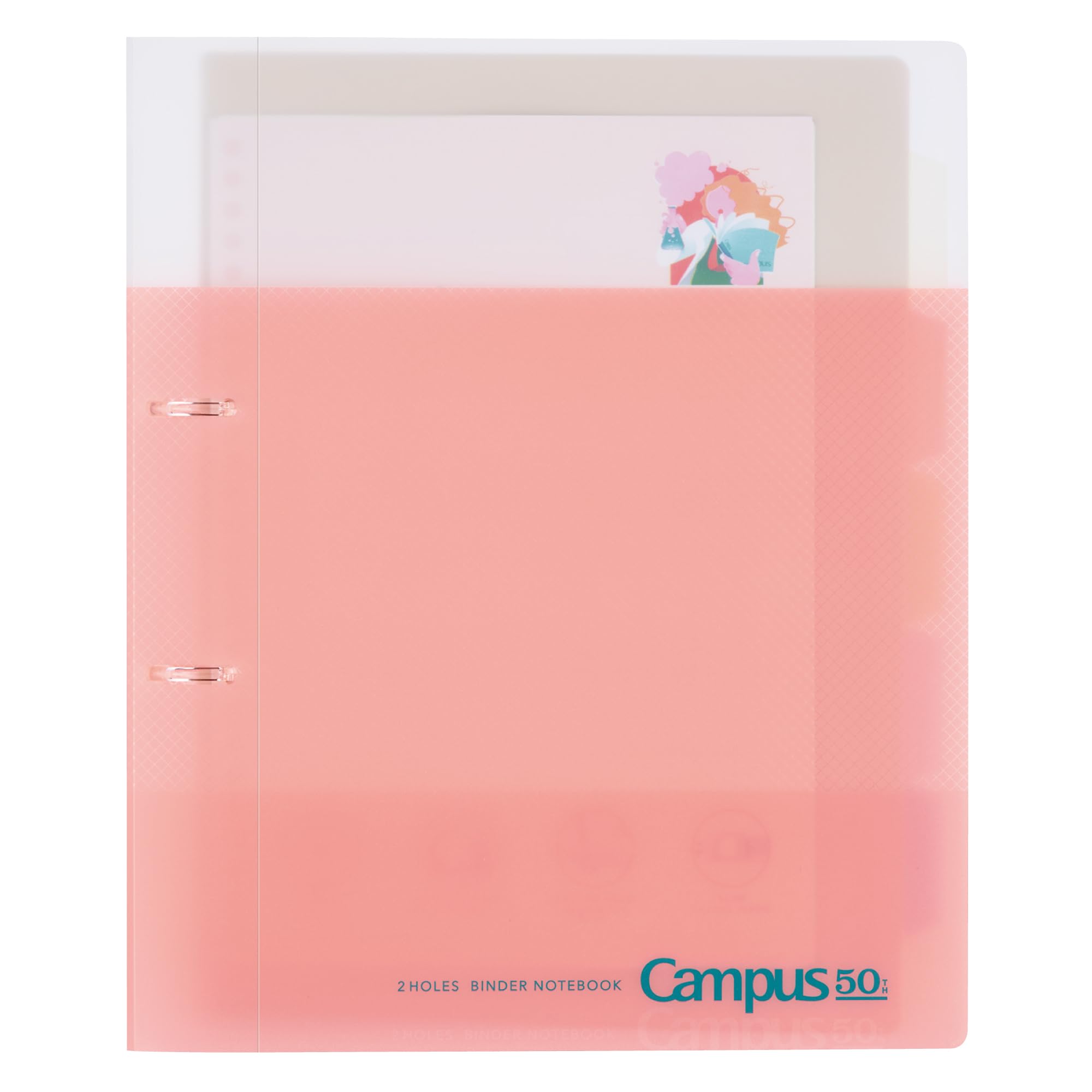 Kokuyo Campus Print Ограниченная серия 50-я Легкий переплет на 2 кольца Папка-регистратор на кольцах, Юбилейное издание, A4, Розовый, LU-PP158-L5-LP