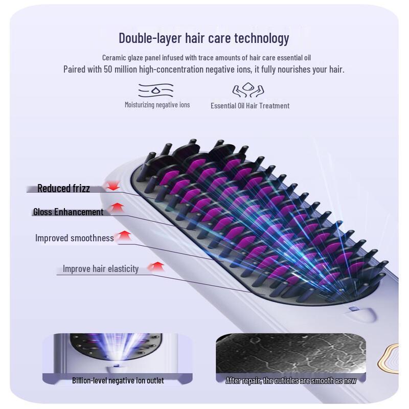 OLOEY Wireless Negative Ion Hair Straightener & Curler Comb