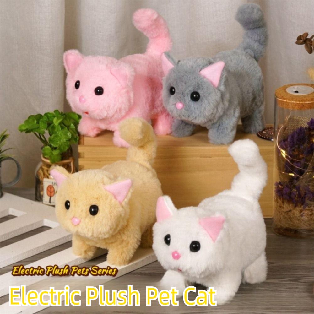 Simulated Plush Electric Cat Toy Makes You Happy Kitten Plush Toy  For Kids Birthday Gift