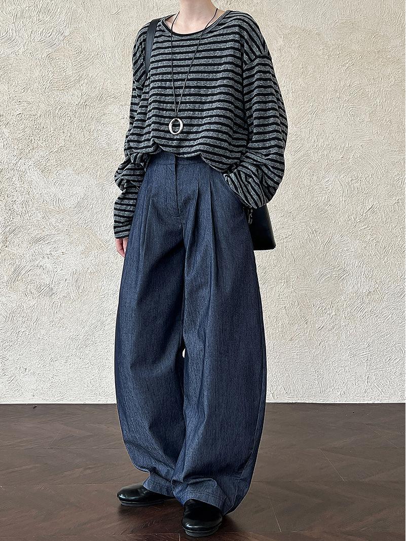 LUXI Korean Style Silhouette Saber Wide-Leg Women s Trousers - 2025 Autumn Floor-Length Arrival M
