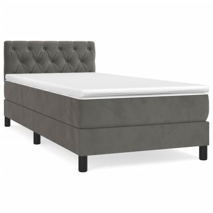 3141450 vidaXL Divan-lit Et Matelas Gris Foncé 80x200 Cm Velours