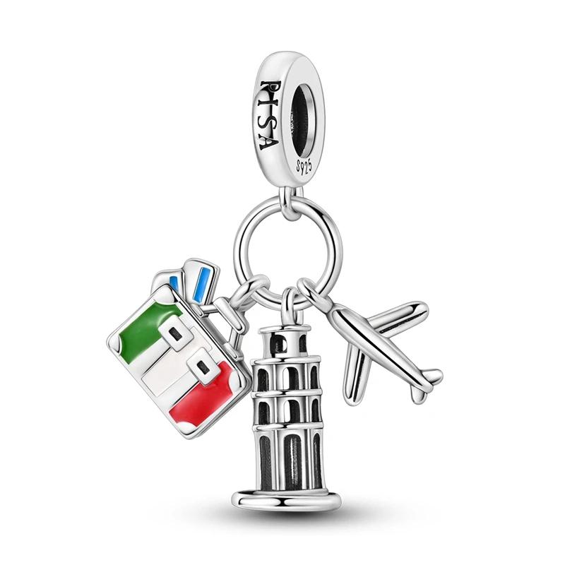Copper Metal Eiffel Tower Pendant Bead Component Lighthouse Plane Pendant Bead Component Charm Bead Components Compatible With Authentic Original