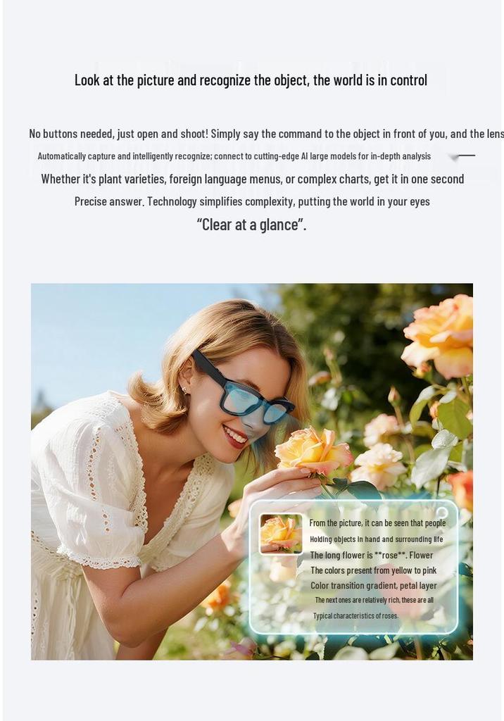 AI Translation HD Camera Smart Glasses: 800W Pixels, WiFi, Anti-shake, Call & Music Enabled