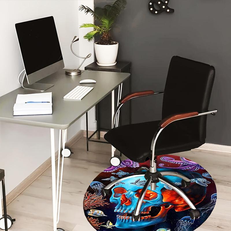 

1pc Office Carpet Chair Mats Oceanic Skull with Sea Life Perfect for Decorating Office Chairss, Or Bedrooms.YDT381 80cm by 80cm
