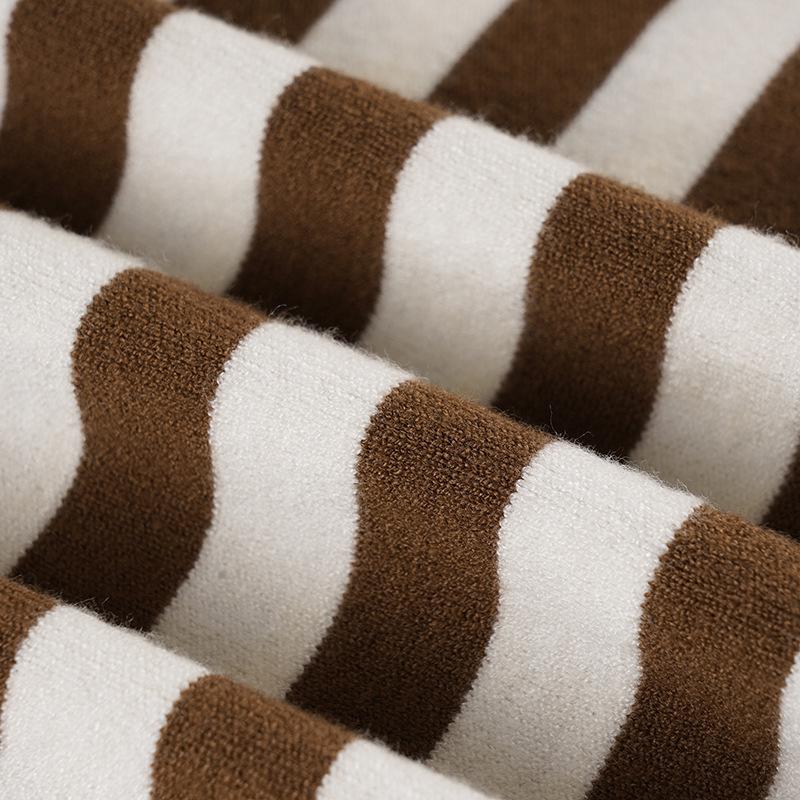 European & American Retro U-Neck Color Block Stripe Knit Sweater - Women's Casual Long Sleeve Top