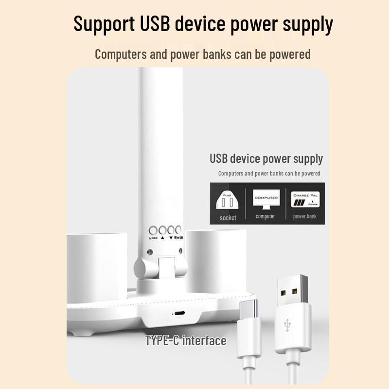 Rechargeable & Plug-In Student Desk Lamp: Eye-Protection, Bright for Study & Dorm Use