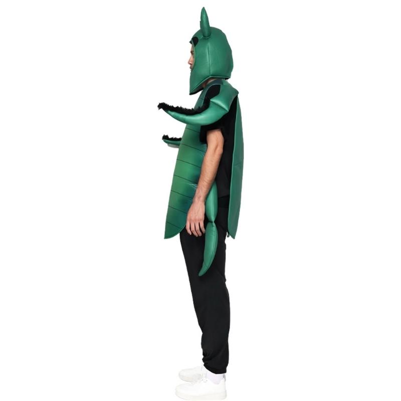 Grønn Bille Kostyme Bille Jumpsuits Cap Insekt Halloween Kostymer for Cosplay Utkledning Fest