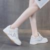 Mesh Weiße Schuhe für Damen Frühling und Sommer Neu Vielseitig Atmungsaktiv Leder Plateau Freizeitsneaker