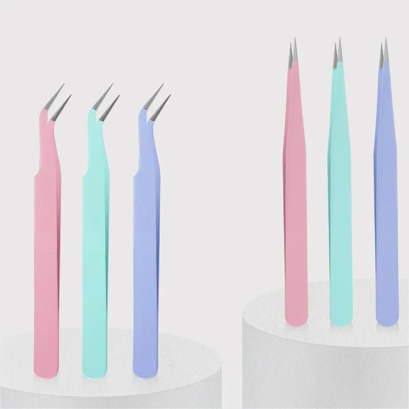 Professional Anti-Static Elbow Tweezers for Nail & Jewelry Rhinestone Stickers