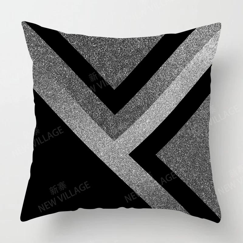Modern Gray Black Abstract Geometric Cushion Cover Home Decor Pillow Cover Sofa Throw Pillow Cover