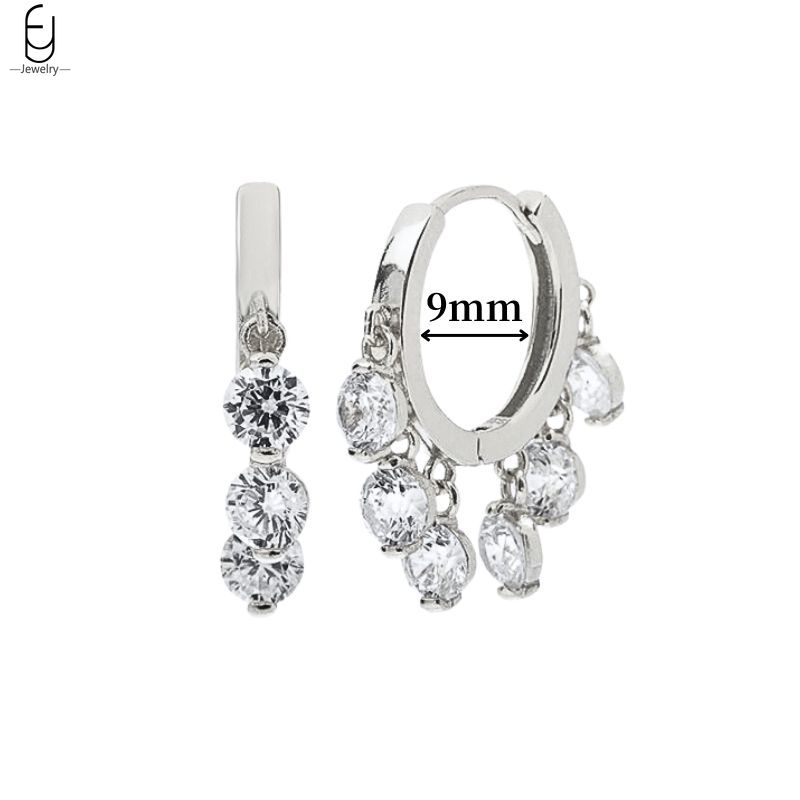 925 Silver Ear Buckles Fashion Hoop Earrings White Crystal Luxury Women's Earrings Wedding Women's Jewelry Premium Gift