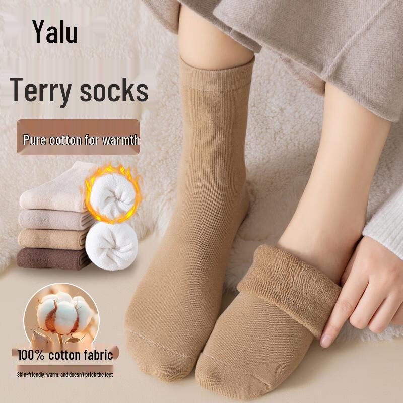 Yalu Women s 100% Cotton Thickened Terry Warm Socks One Size Fits All