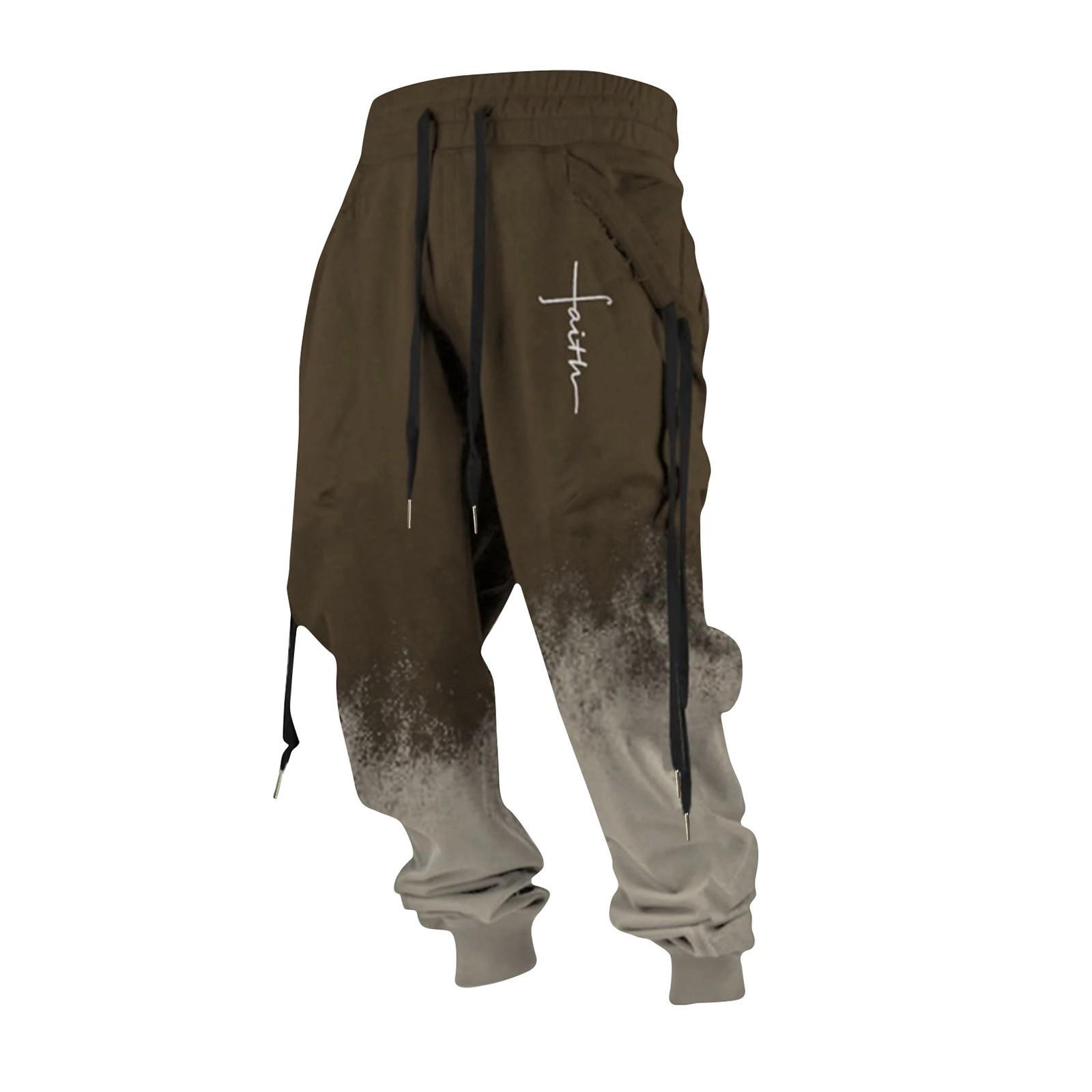 

Мужские повседневные спортивные брюки с принтом, мужские модные флисовые спортивные брюки на шнуровке XL