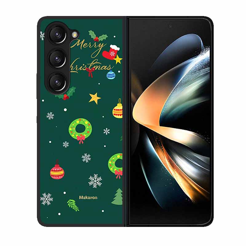 Christmas Case For Samsung Galaxy Z Fold 6 5 4 3 Cover Fold5 Fold4 Lovely Black Hard Plastic PC Cover For Galaxy Z Fold5 5G Case