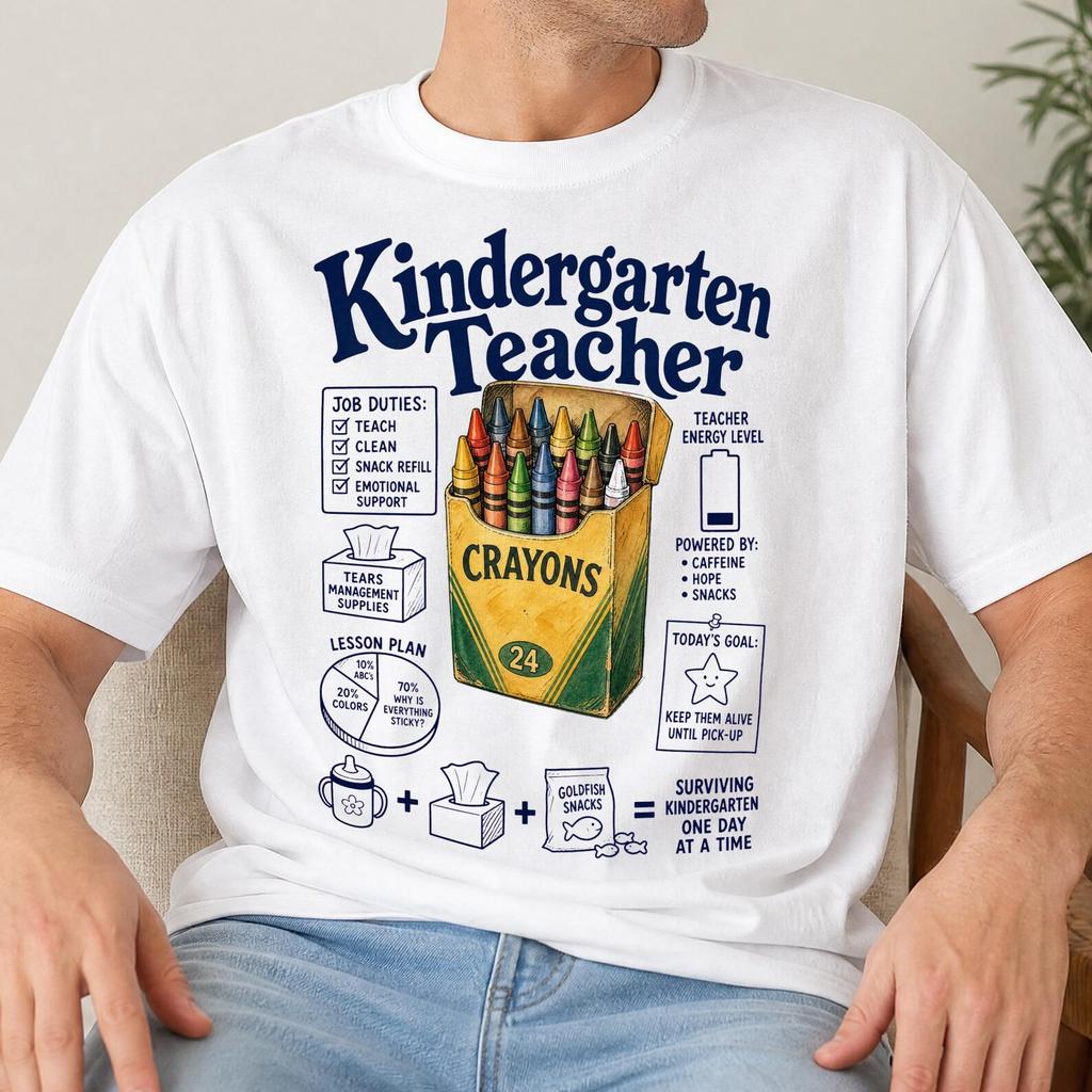 Funny Kindergarten Teacher Shirt - Retro Education Careers Gift - Sarcastic Kindergarten Teacher Clothing