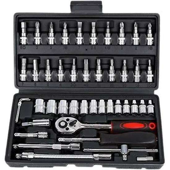 46-Piece 1/4 Ratchet Socket Wrench Set for Auto Repair & Maintenance