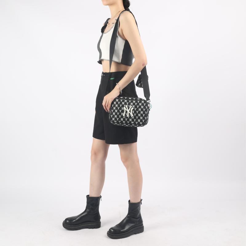MLB Monogram Collection Polyester Combo Bag, Camera Bag, Crossbody Bag, Shoulder Bag Unisex Black Casual 3ACRM012N-50BKS