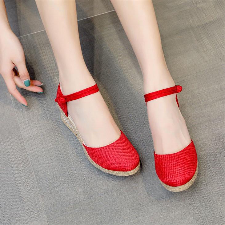 Vår Sommer Sko Dame Sko med hæl Dame Kilehæl Merke Dame Pumps Casual Dame Kiler 8cm Plus Size 42