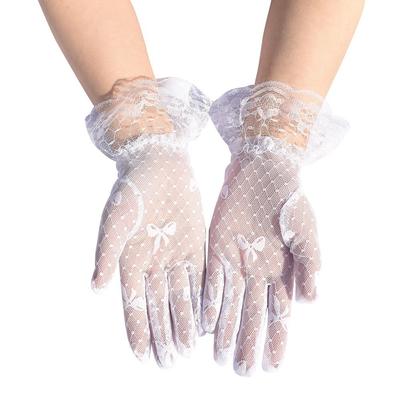 Gants de Soleil en Dentelle à Doigts Entiers, Gants de Mariée Transparents en Maille, Mitaines en Tulle Respirantes Anti-UV pour Femmes