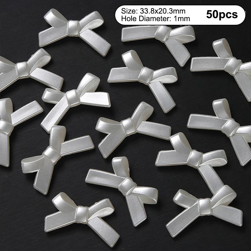 50Pcs 11Mm Acrylic Imitation Pearls Cartoon Bowknot Suitable For Making Bracelet Necklace Needlework Diy Accessories