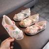 Girls Princess Dress Shoes Fine Embroidery Hanfu Dance Shoes Tang Retro Handmade Children Cloth Shoes Antiskid Baby Moccasin