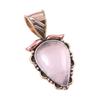 Natural Rose Quartz 925 Solid Sterling Silver Jewelry TwoTone Pendant 1.25" J6z47