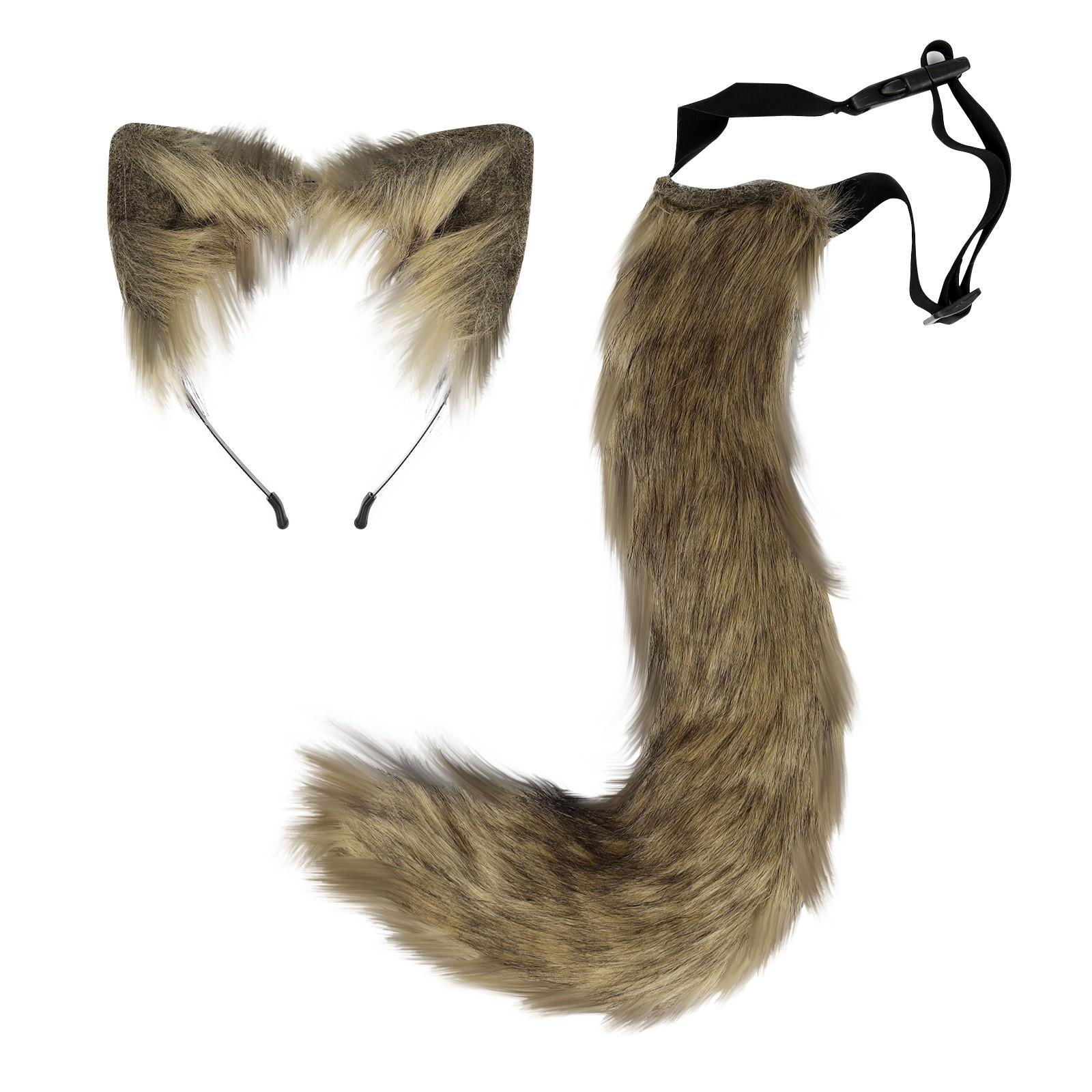 

Костюм в готическом стиле с имитацией плюшевых ушей животных и хвостового воротника, набор из двух предметов One Size жёлтый