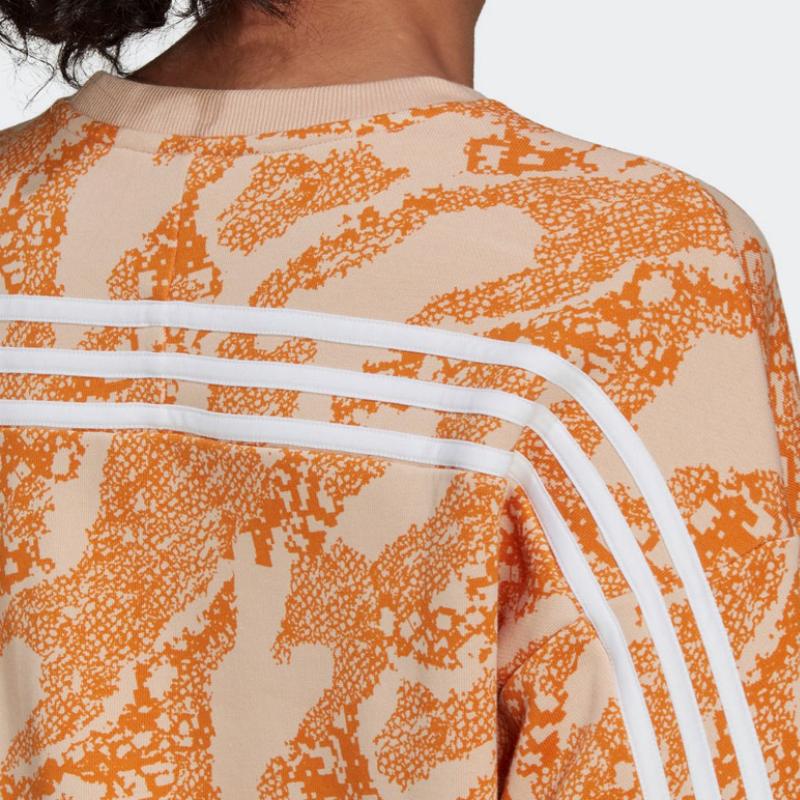 Adidas Animal Print Comfortable Skin-Friendly Crew Neck Sweatshirt Women Sweatshirt Orange H57316