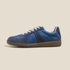 Leather Version~ Color Matching Round Head German Training Shoes Female Student Board Shoes Casual Sports Versatile Lace-Up Soft Sole Niche Flat