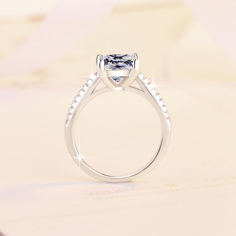 Minimalist Jewelry S925 Sterling Silver GRA Certificate Four Claw Princess Cut 2CT VVS1 Moissanite Engagement Wedding for Women
