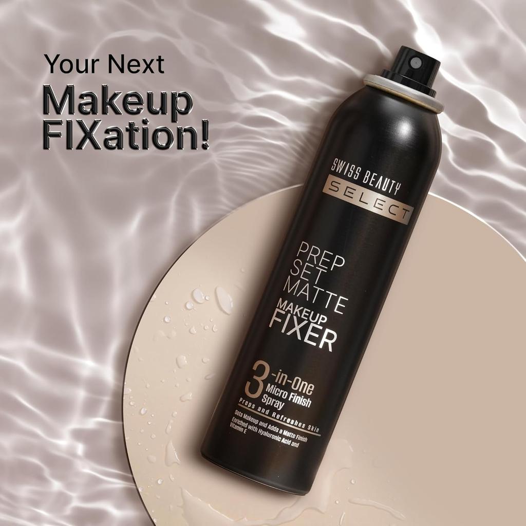 Prep Set Mattes Make-up Fixierspray | Natürliches mattes Finish | Mit Vitamin E und Hyaluronsäure | Lang anhaltend | 3-in-1 mikrofeiner Sprühnebel | 120ml