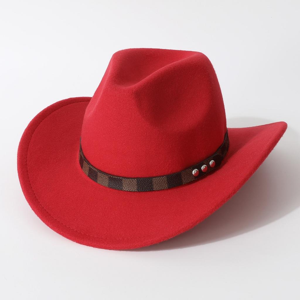 New Western-style Ethnic Woolen Roll-brimmed Fedora Hat for Autumn and Winter, Fashionable and Versatile for Both Men and Women