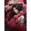 Japanese Dragon Geisha Art Poster Canvas Wall Art Paintings Elegance of Geisha Pictures Wall Art Mural for Home Room Decoration