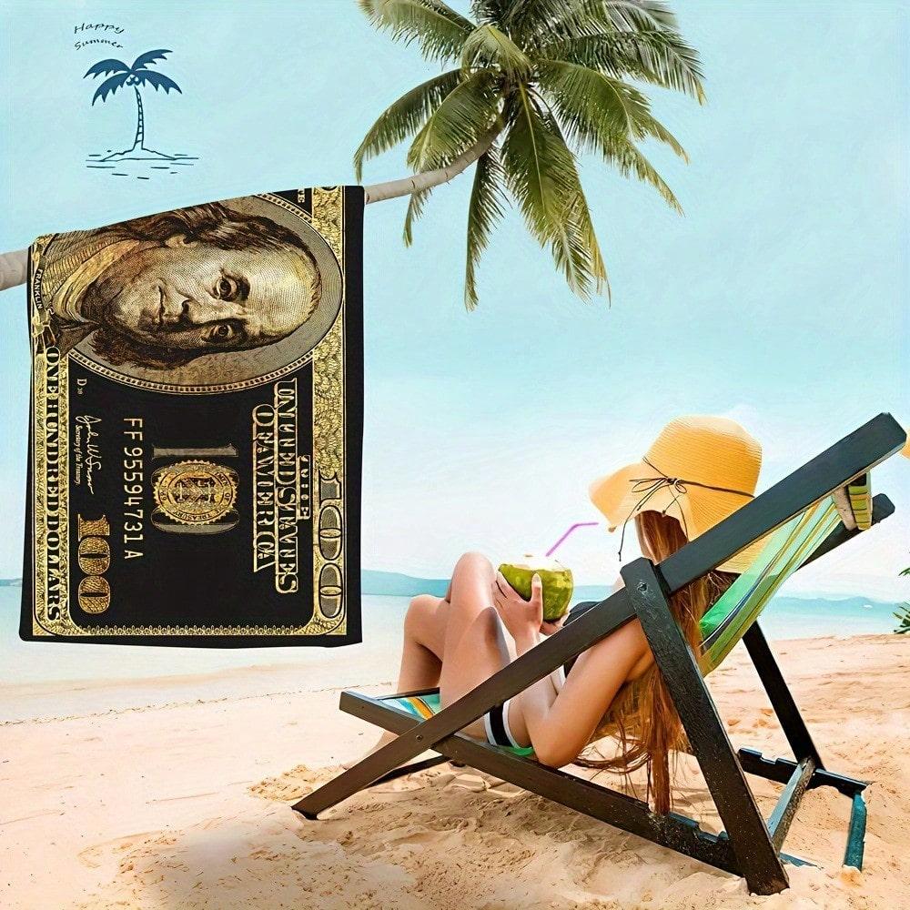 1pz Telo Mare Stampa Banconote Originale, Poliestere Asciugatura Rapida Morbido, Leggero da Viaggio per Surf, Nuoto e Campeggio