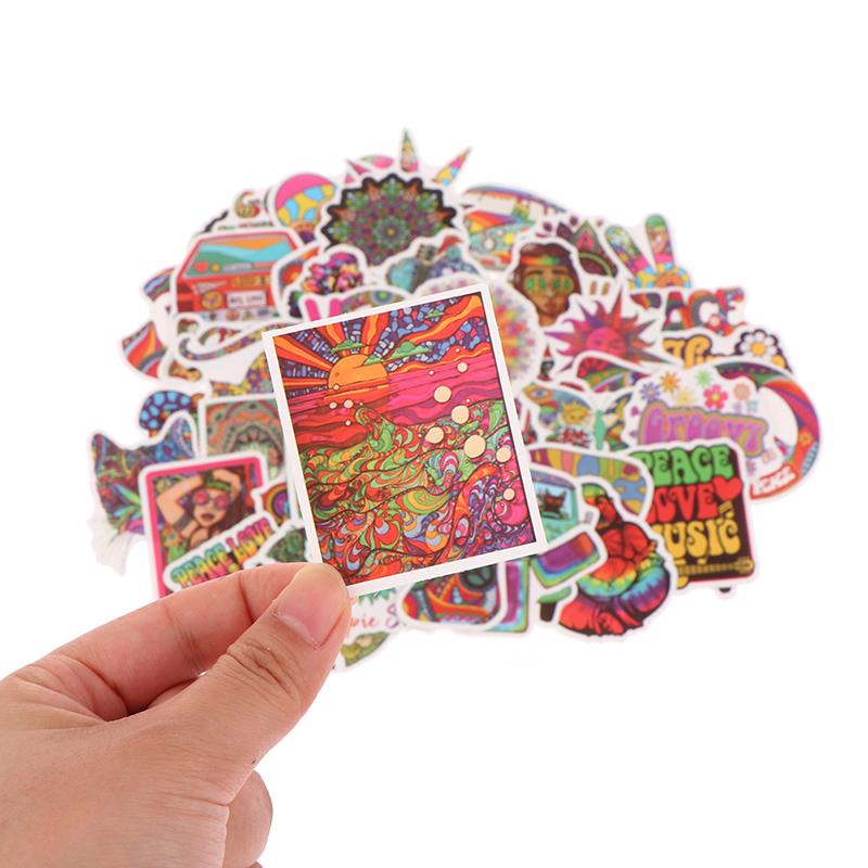 50Pcs Psychedelic Hippie Art Sticker Classic Toy For Skateboard Fridge Laptop Decoration