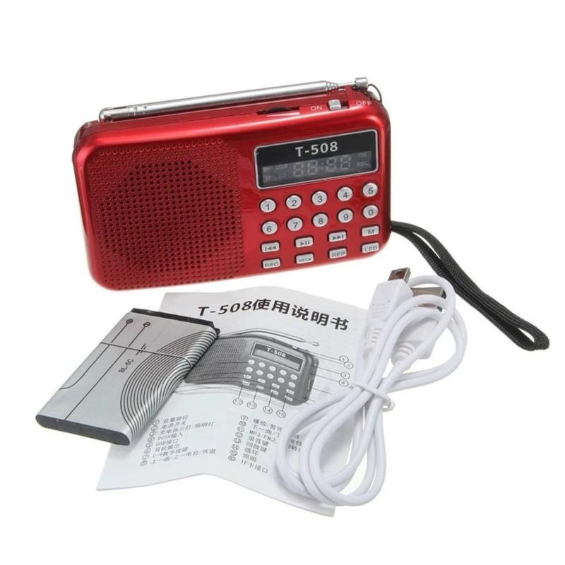 Mini Portable Radio Handheld FM Radio Supports USB TF MP3 Music Player Outdoor Indoor Speaker Rechargeable with Cable Dropship